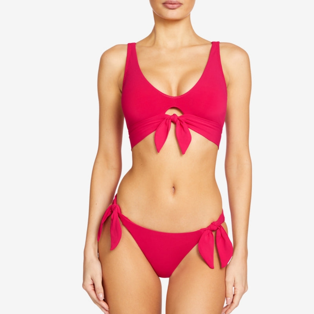 Robin Piccone Women's Two Piece Knot Red  Size Small